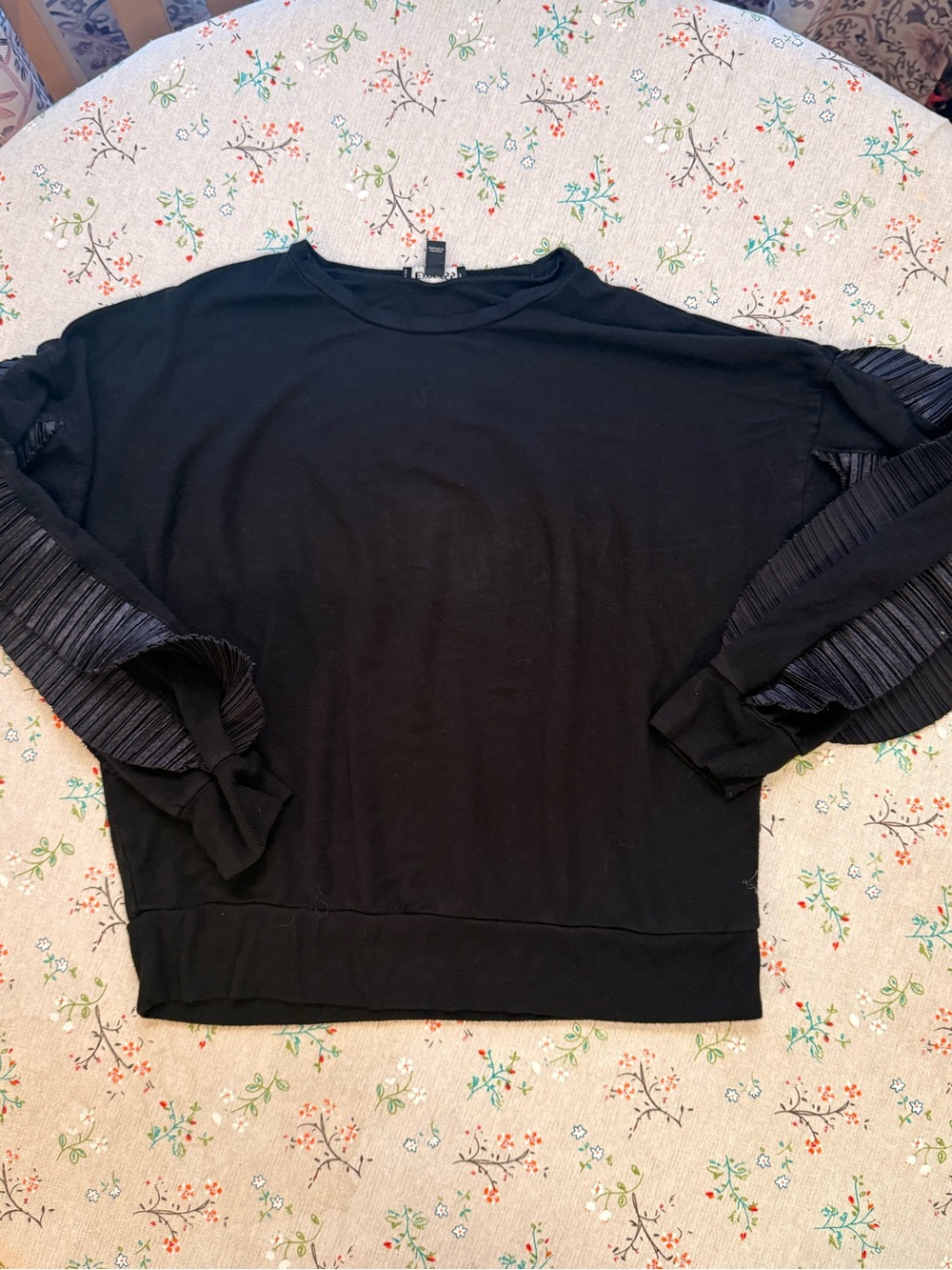 Express Black Sweatshirt with Pleated Sleeve Panels